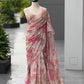 Blush Floral Organza Saree with Sequins