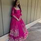 Embroidered Faux Georgette Lehenga Set