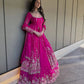 Embroidered Faux Georgette Lehenga Set