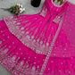 Embroidered Faux Georgette Lehenga Set
