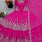 Embroidered Faux Georgette Lehenga Set