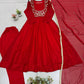 Crimson Sequin Yoke Gown Set