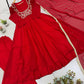 Crimson Sequin Yoke Gown Set