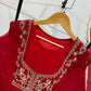 Crimson Sequin Yoke Gown Set