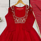 Crimson Sequin Yoke Gown Set
