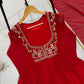 Crimson Sequin Yoke Gown Set