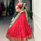 Jacquard Silk Paithani Zari Weaving Lehenga Set with Dupatta & Batwa