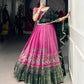 Kanchipuram Printed Zari Weaving Lehenga Set with Dupatta