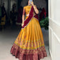 Kanchipuram Printed Zari Weaving Lehenga Set with Dupatta