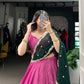 Kanchipuram Printed Zari Weaving Lehenga Set with Dupatta