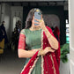 Kanchipuram Printed Zari Weaving Lehenga Set with Dupatta