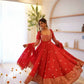 Red Sequin Thread Anarkali Set