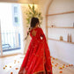 Red Sequin Thread Anarkali Set