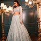 Pastel Grey Embroidered Diamond Silk Lehenga Set
