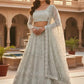 Pastel Grey Embroidered Diamond Silk Lehenga Set