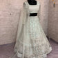 Pastel Grey Embroidered Diamond Silk Lehenga Set