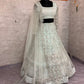 Pastel Grey Embroidered Diamond Silk Lehenga Set