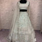 Pastel Grey Embroidered Diamond Silk Lehenga Set