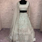 Pastel Grey Embroidered Diamond Silk Lehenga Set