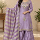 Jewel Neck Ready To Wear Glass Silk Sharara Set