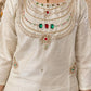 Jewel Neck Glass Silk Sharara Set