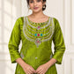 Jewel Neck Glass Silk Sharara Set