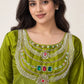 Jewel Neck Glass Silk Sharara Set