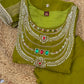 Jewel Neck Glass Silk Sharara Set