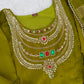 Jewel Neck Glass Silk Sharara Set