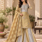 Gold Jewel Neck Sharara Set