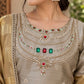 Gold Jewel Neck Sharara Set
