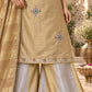 Gold Jewel Neck Sharara Set