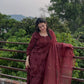 Wine Embroidered Rayon Kurta Set