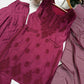 Wine Embroidered Rayon Kurta Set