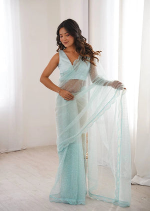 Violet Shimmer Sequin Net Saree