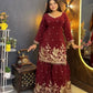 Maroon Peacock Zari Sharara Set
