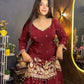Maroon Peacock Zari Sharara Set