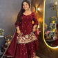 Maroon Peacock Zari Sharara Set