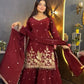Maroon Peacock Zari Sharara Set
