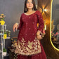 Maroon Peacock Zari Sharara Set