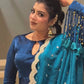 Teal Tassel Sleeve Shimmer Gown