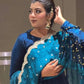 Teal Tassel Sleeve Shimmer Gown