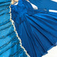 Teal Tassel Sleeve Shimmer Gown