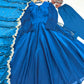 Teal Tassel Sleeve Shimmer Gown