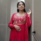 Red Pearl Embroidered Gown