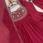 Red Pearl Embroidered Gown