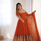 Designer Georgette Embroidered Gown Set