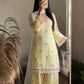 Yellow Striped Kurta Farshi Pant Set