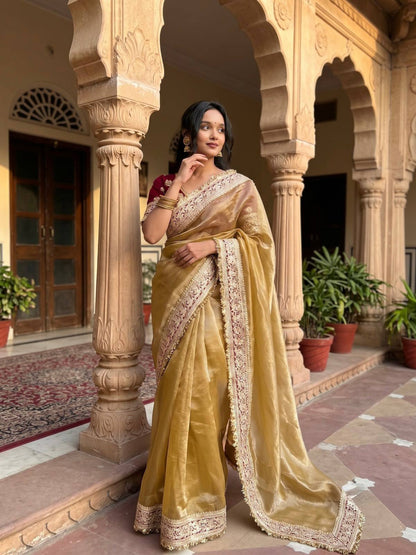 Sequin Cording Mocha Saree