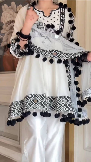 Ivory Mirror Pompom Suit Set